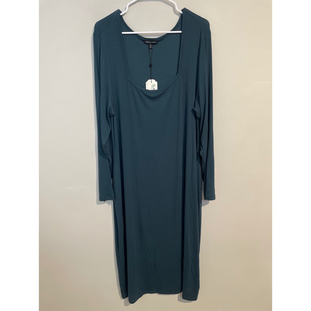 NWT Universal Standard Square Neck Long‎ Sleeve Ribbed Midi Dress in Deep Teal